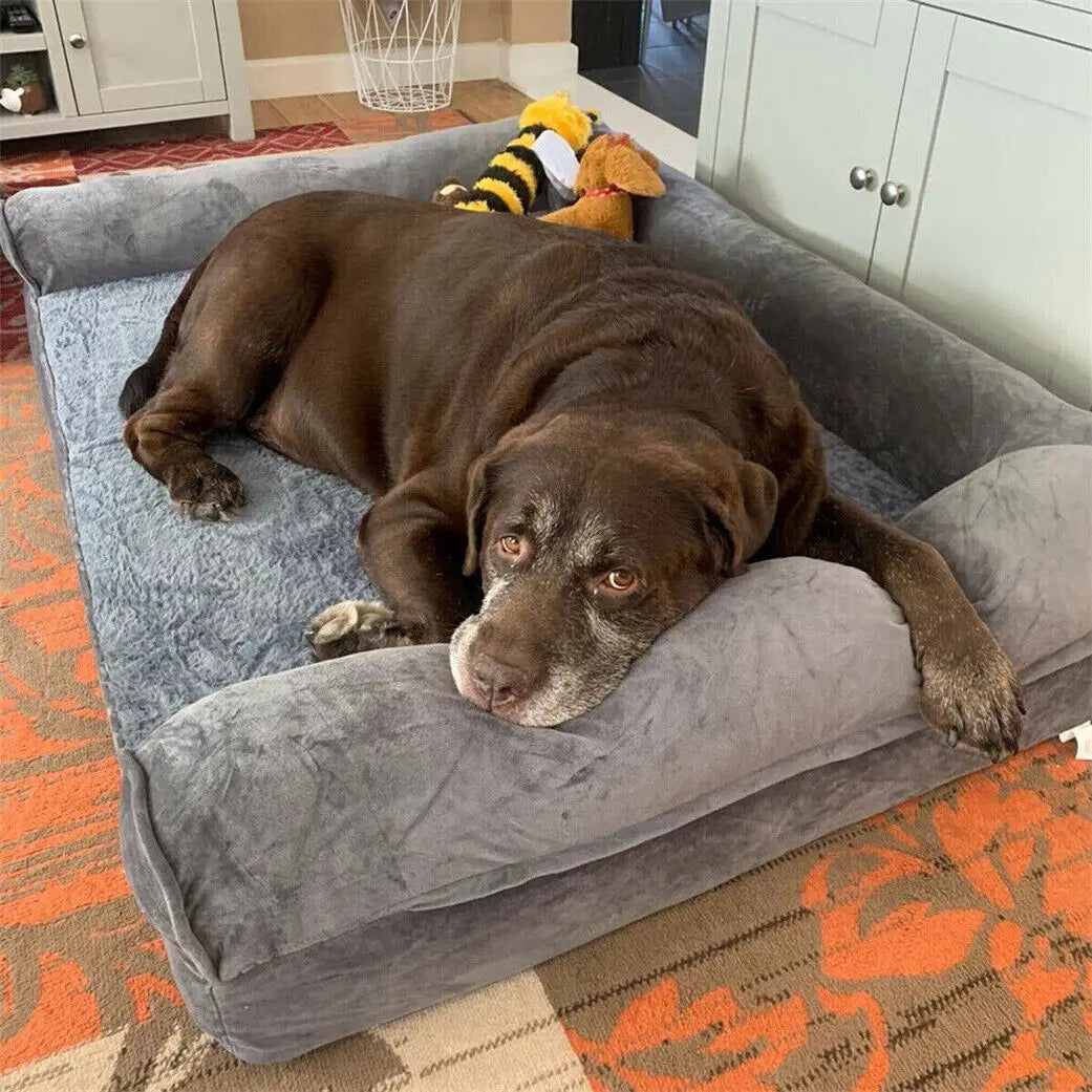 Dog Bed 120x90cm Orthopedic Pet Mattress with Removable Washable Cover Foam Cushion Grey - XL