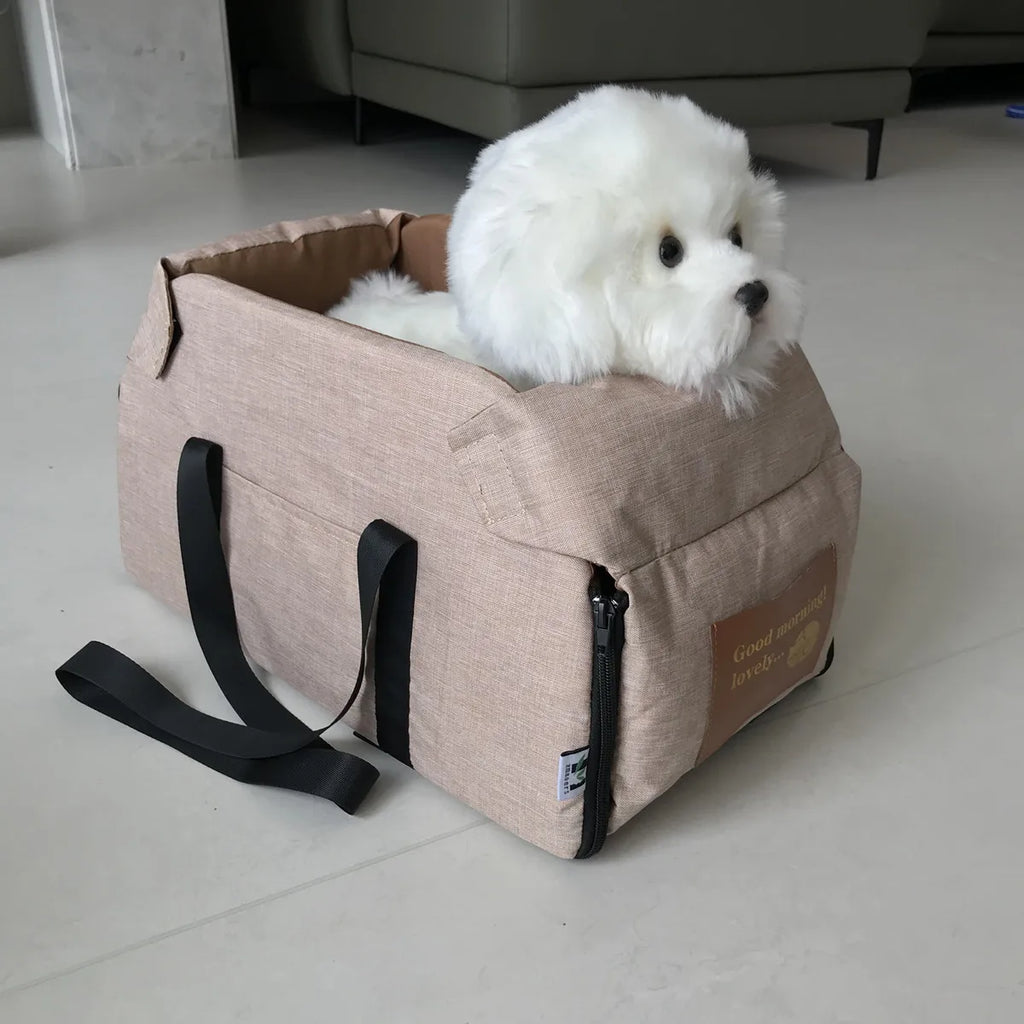 Pet Travel Carrier Portable Padded Oxford Fabric Vehicle Bed with Zipper - Grey