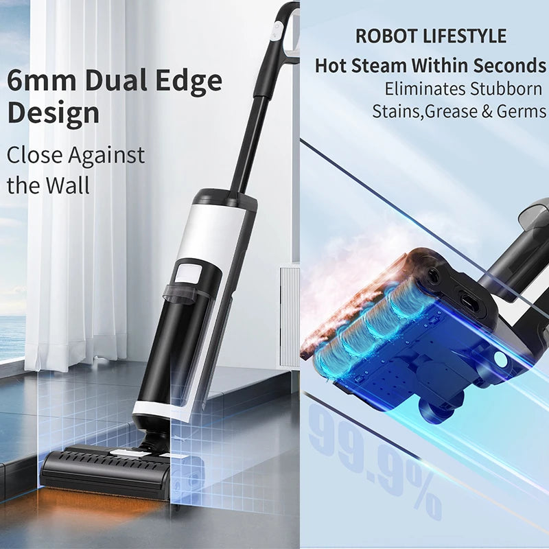 Steam Vacuum Cleaner 14000Pa Cordless Wet Dry Floor Washer with Self-Cleaning and Steam Function