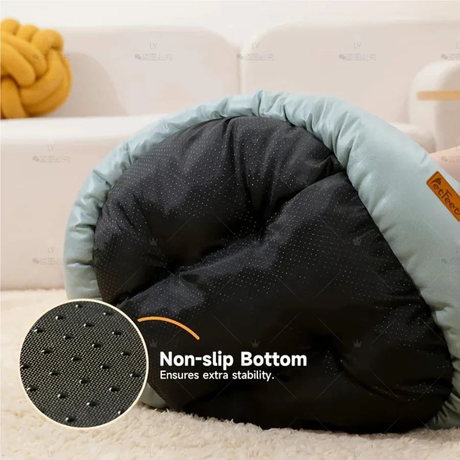 Dog Bed 60x52cm Round Plush Pet Bed with Non Slip Base Washable Cover Indoor Outdoor Large - Gray