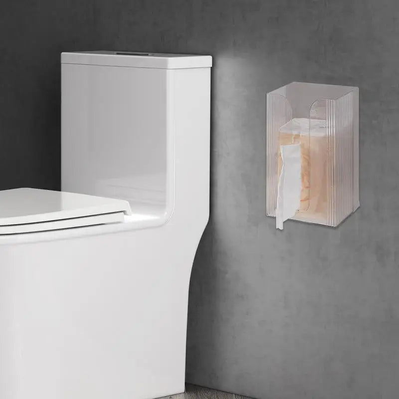 Wall Mounted Tissue Box Holder Drill Free Facial Tissue Dispenser Bathroom Kitchen Wipes Organizer – White