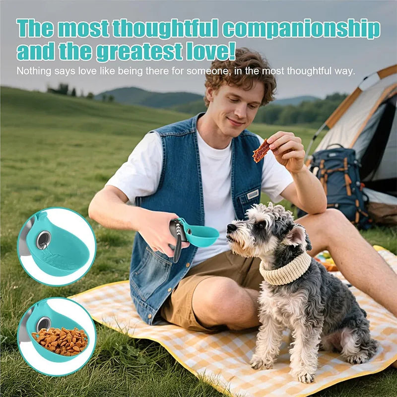 Dog Water Bottle Portable Leakproof Travel Drinking Cup with Lanyard - Green