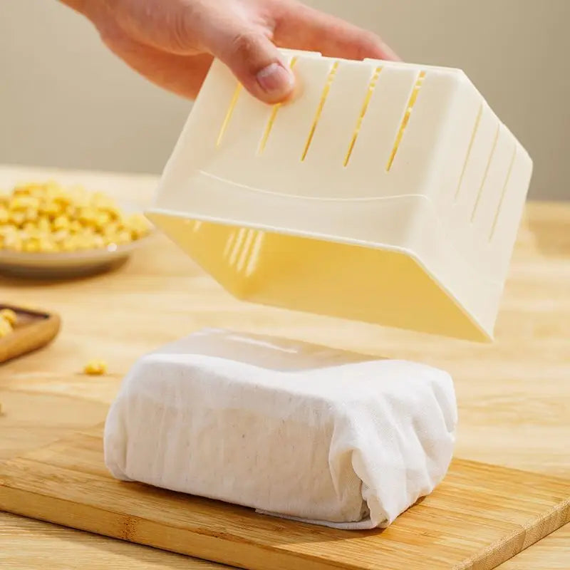 DIY Tofu Making Mold Homemade Soybean Curd Press with Filter Cloth – Yellow