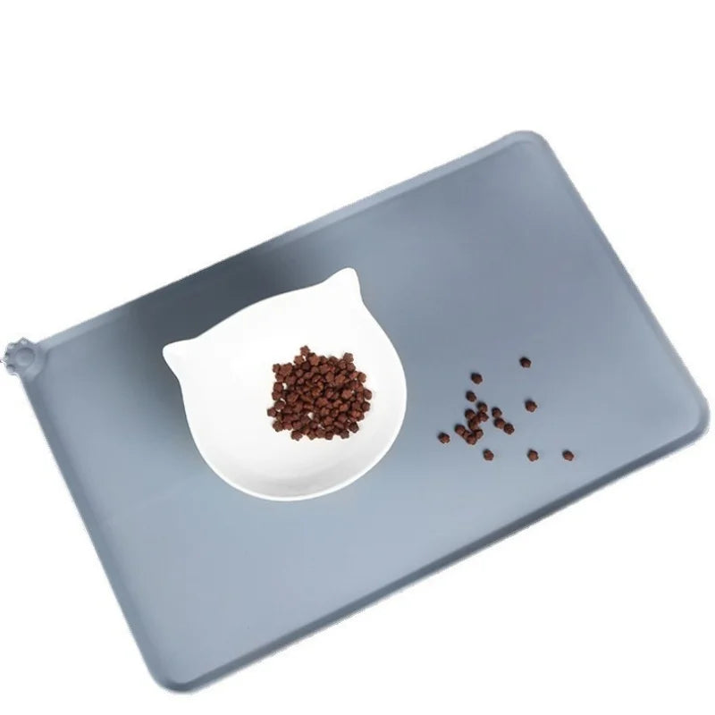 Pet Meal Mat Silicone Waterproof Anti Slip Feeding Bowl Placemat for Dogs - Blue