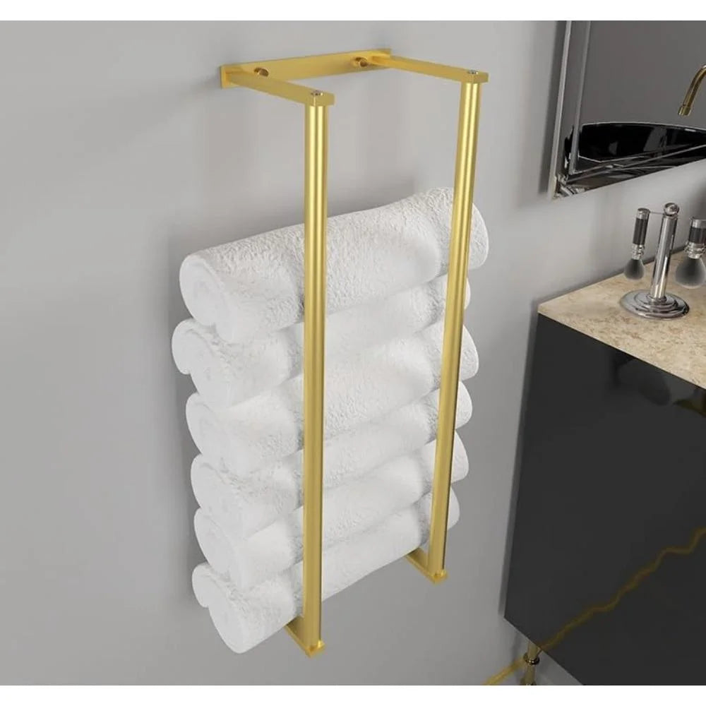 Towel Rack Wall Mounted Stainless Steel Rolled Towel Storage - Silver