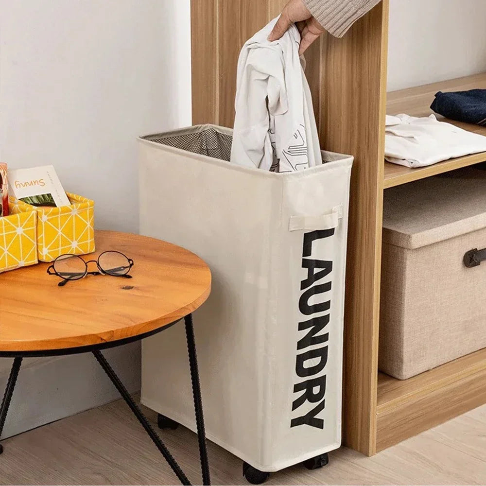 Large Capacity Rolling Laundry Basket Foldable Storage Bag – Black