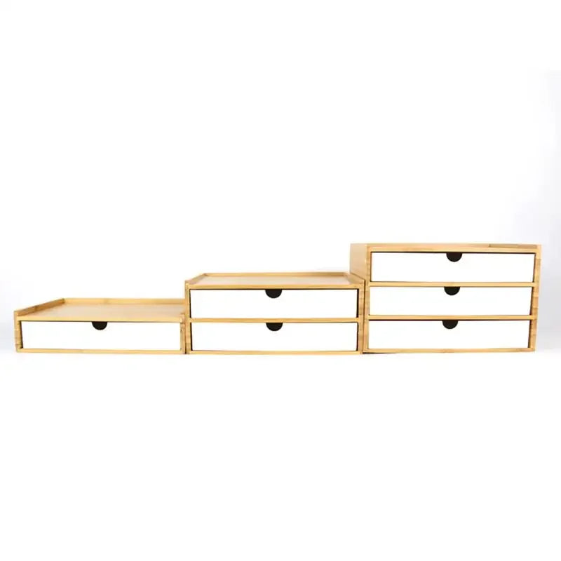 Storage Box Bamboo Desktop Organizer 1 Layer Drawer Design