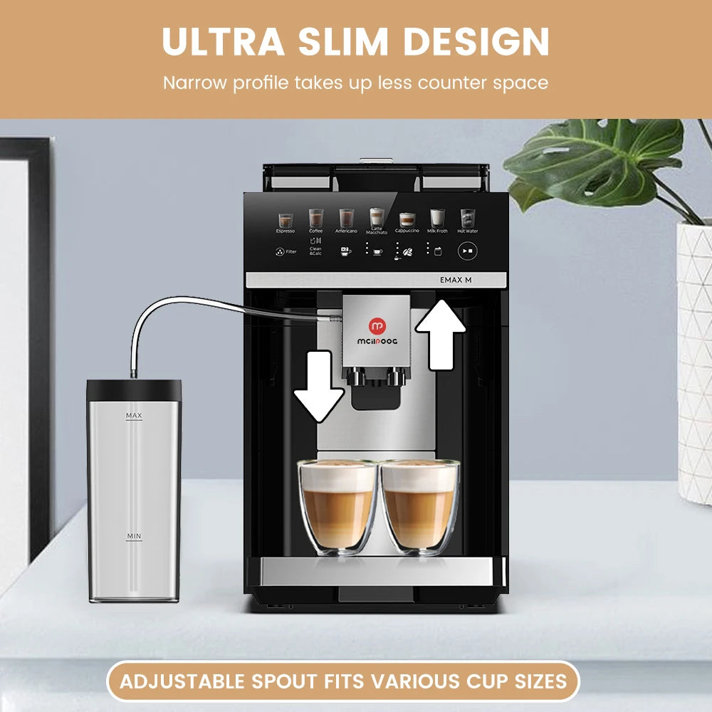 Coffee Machine 20 Bar Automatic Espresso Maker with Integrated Grinder and Milk Frother – White