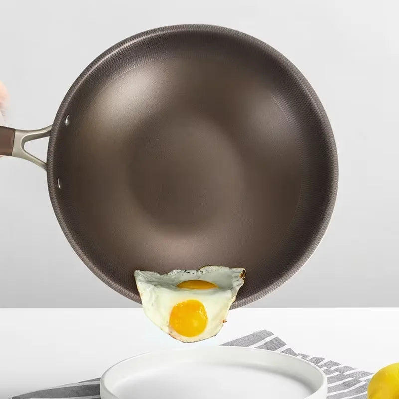 Frying Pan 32cm Stainless Steel Titanium Wok Induction and Gas Compatible