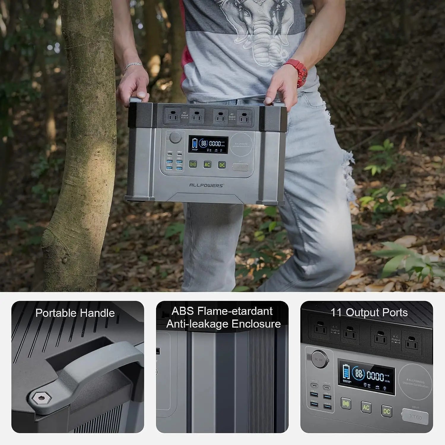 Portable Power Station 1451Wh 2400W Solar Generator UPS Backup Battery AU Plug – Black