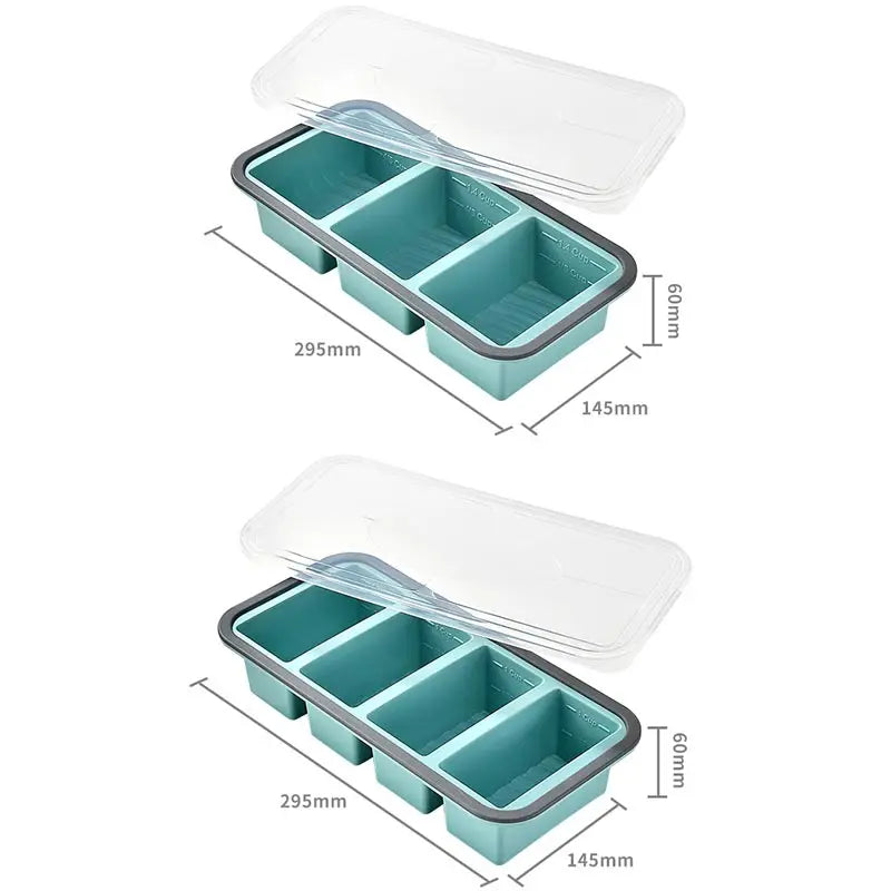 Silicone Food Storage Container 2 Compartment Bento Lunch Box with Lid – Blue