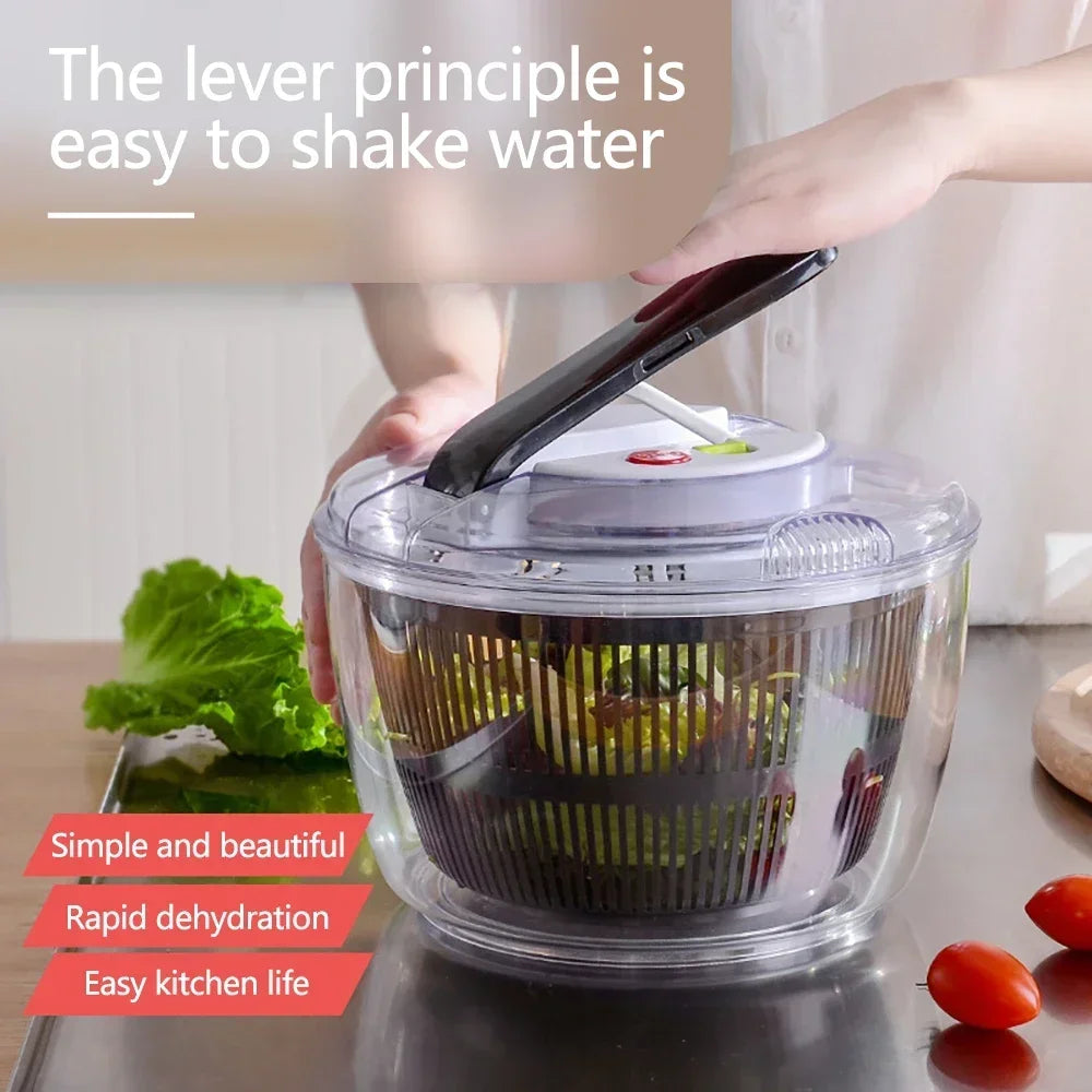 Salad Spinner 24cm Vegetable Washer Dryer Manual Lettuce Spinner Bowl - Black