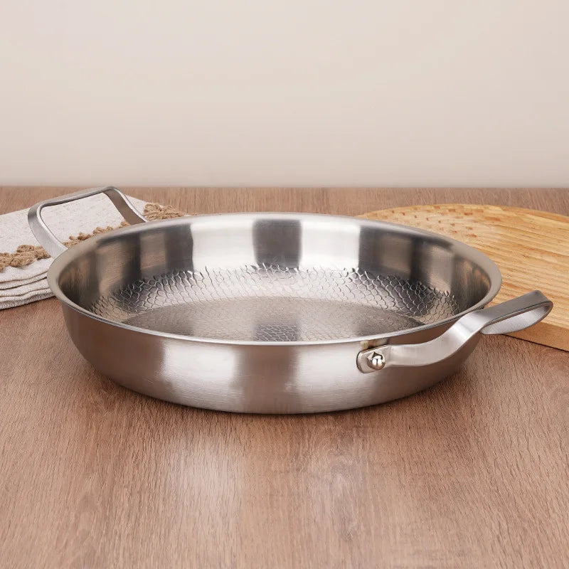 Titanium Alloy Frying Pan 30cm Skillet Hammer Pattern Double Handle