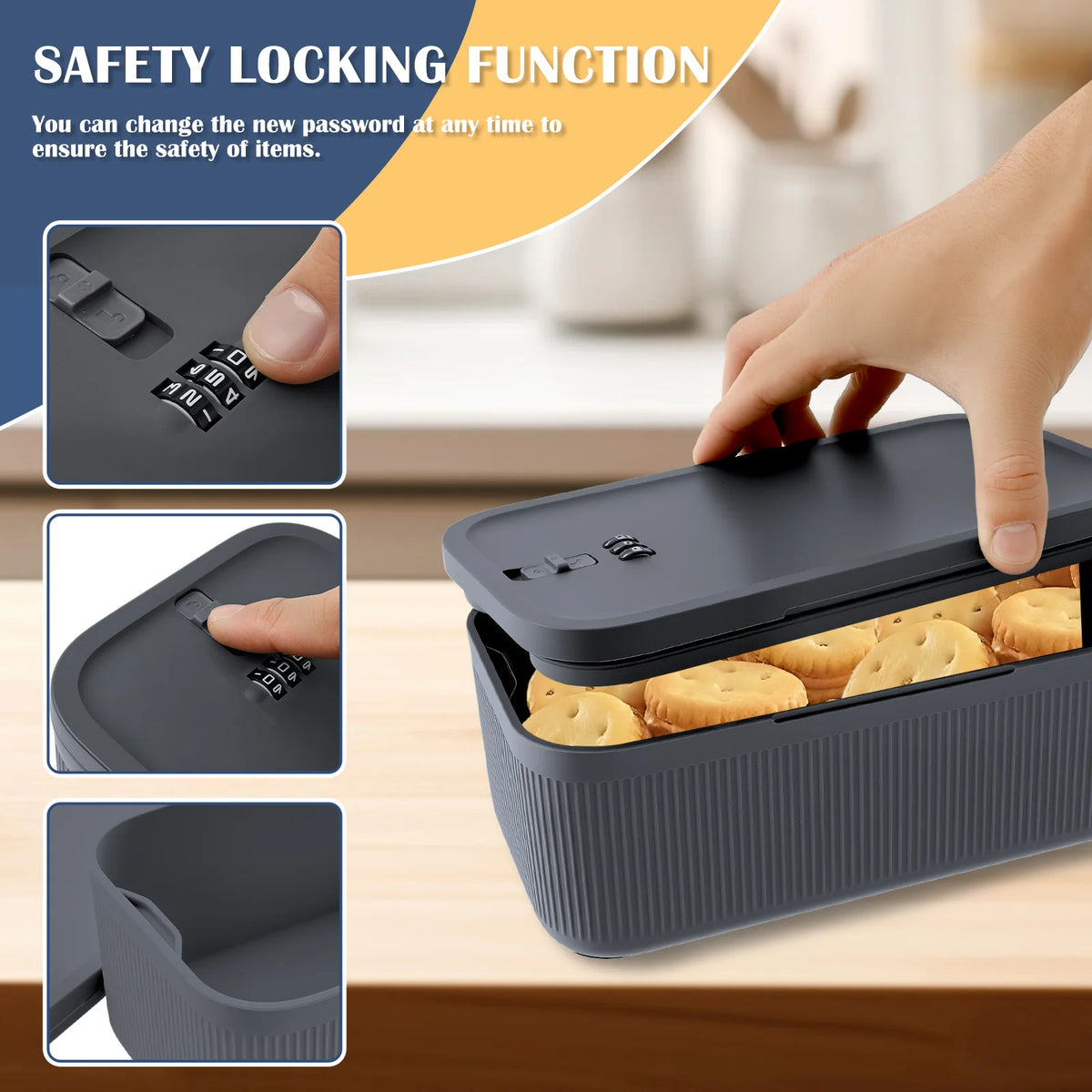 Lockable Storage Box 3-Digit Combination Lock Portable Plastic Container - Pink