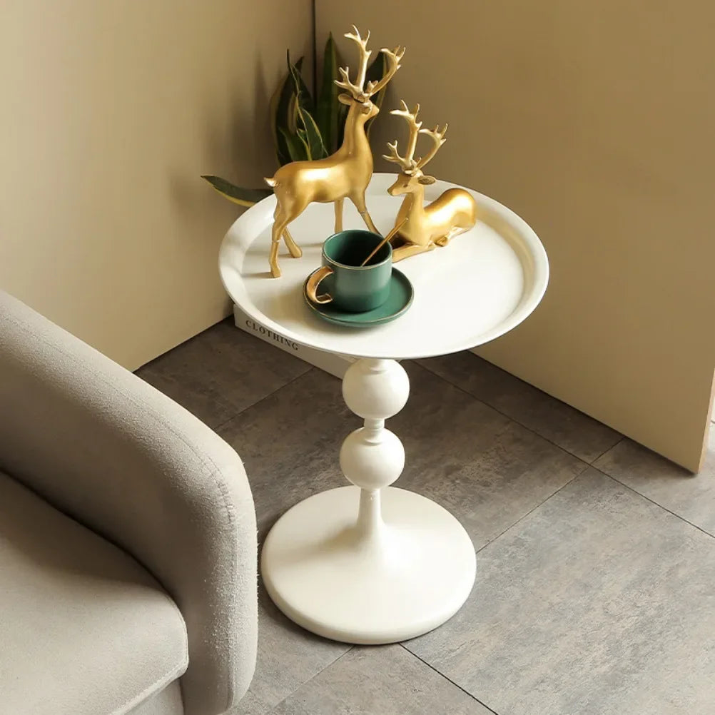 Round Metal Side Table 40cm Modern Pedestal Coffee Accent Table Balcony – Gold