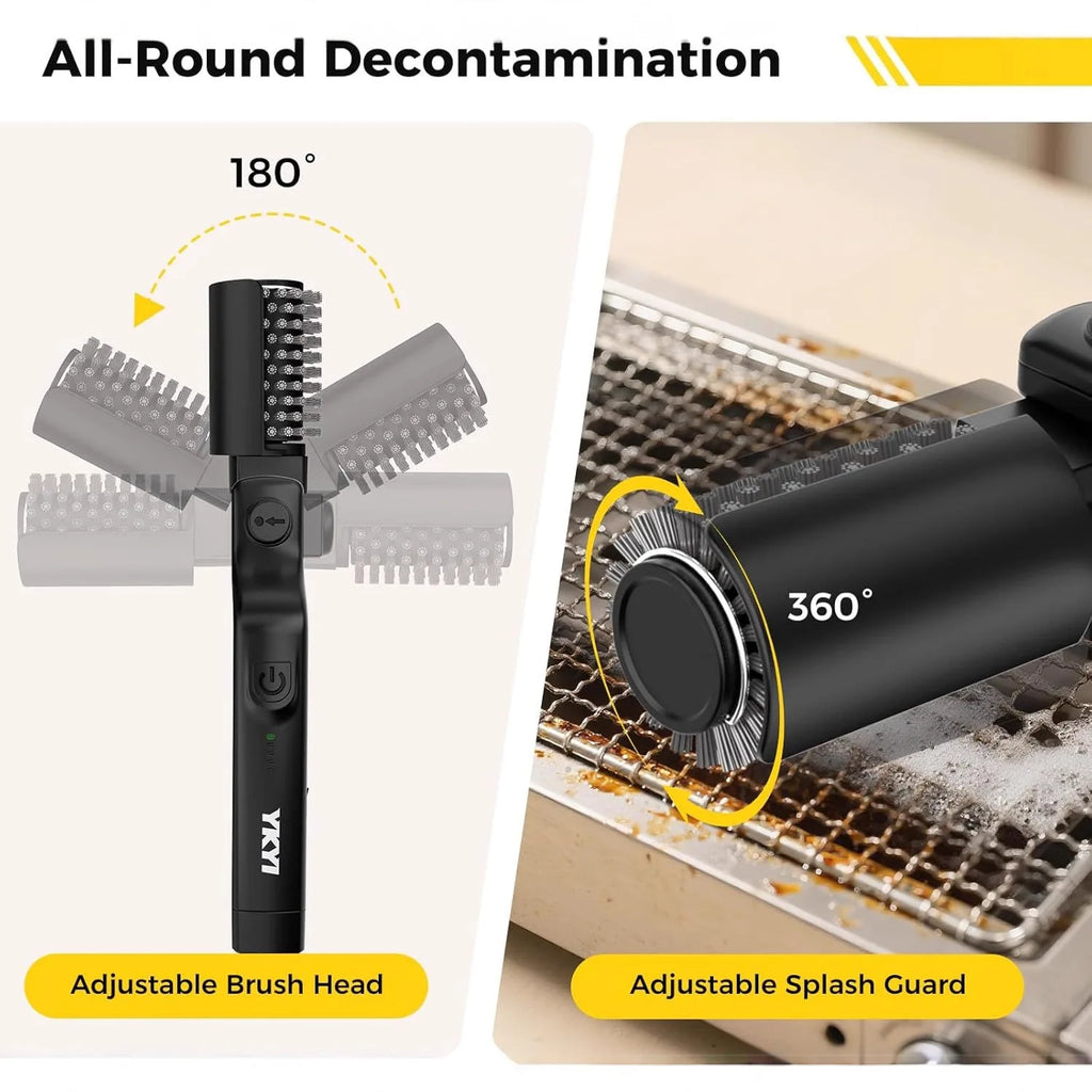 Electric Grill Brush Cordless Rechargeable Rotary BBQ Cleaning Tool with Stainless Steel Bristles