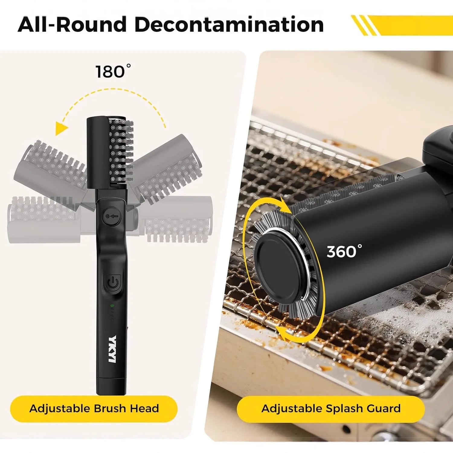 Electric Grill Brush Cordless Rechargeable Rotary BBQ Cleaning Tool with Stainless Steel Bristles