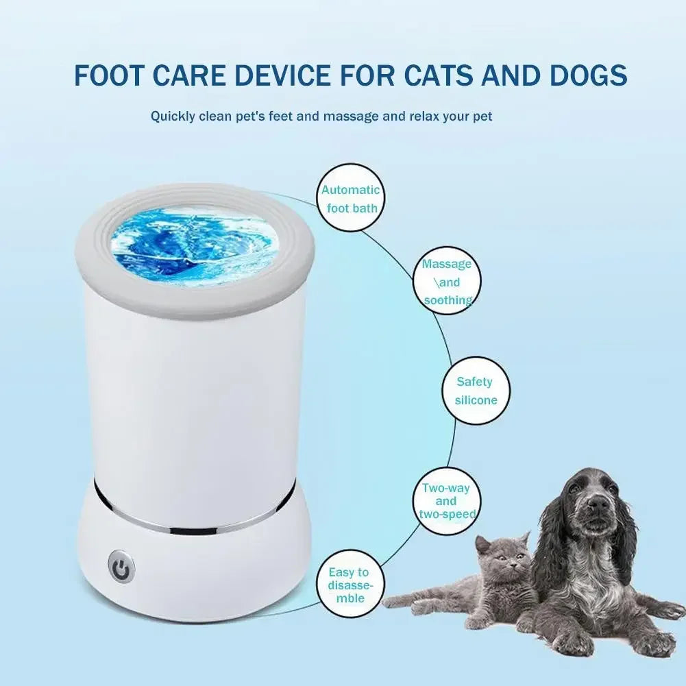 Pet Paw Cleaner USB Rechargeable Automatic Foot Washer for Dogs - White