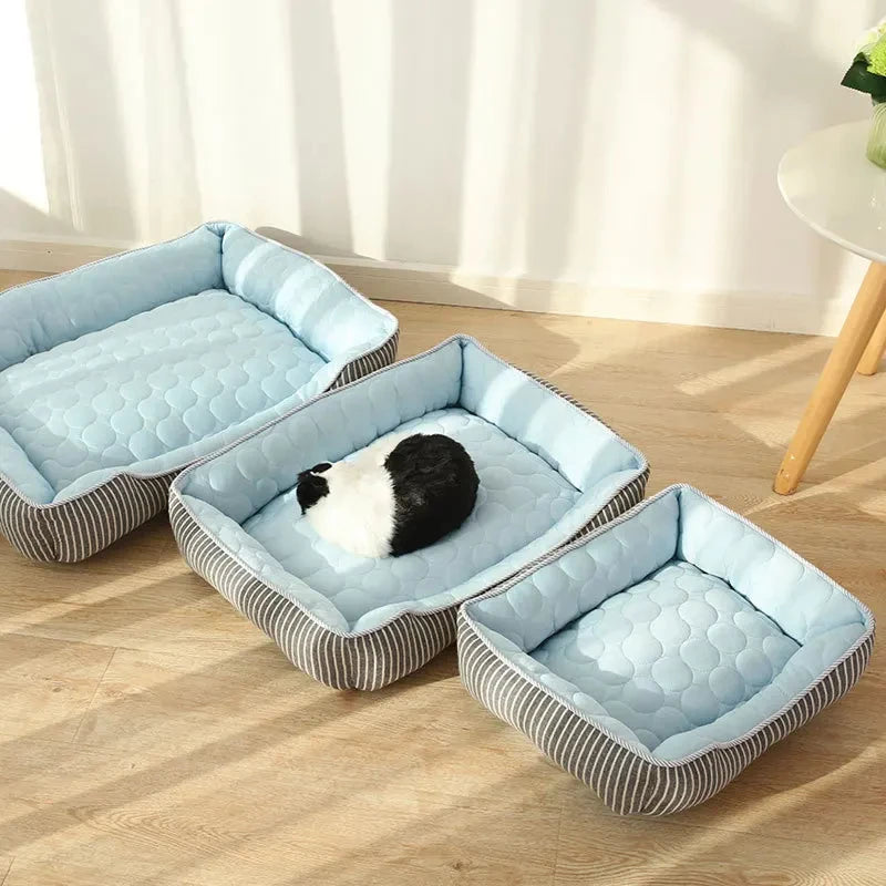 Portable Breathable Pet Cooling Bed 60 cm Washable Cotton Summer Pet Cushion - Pink