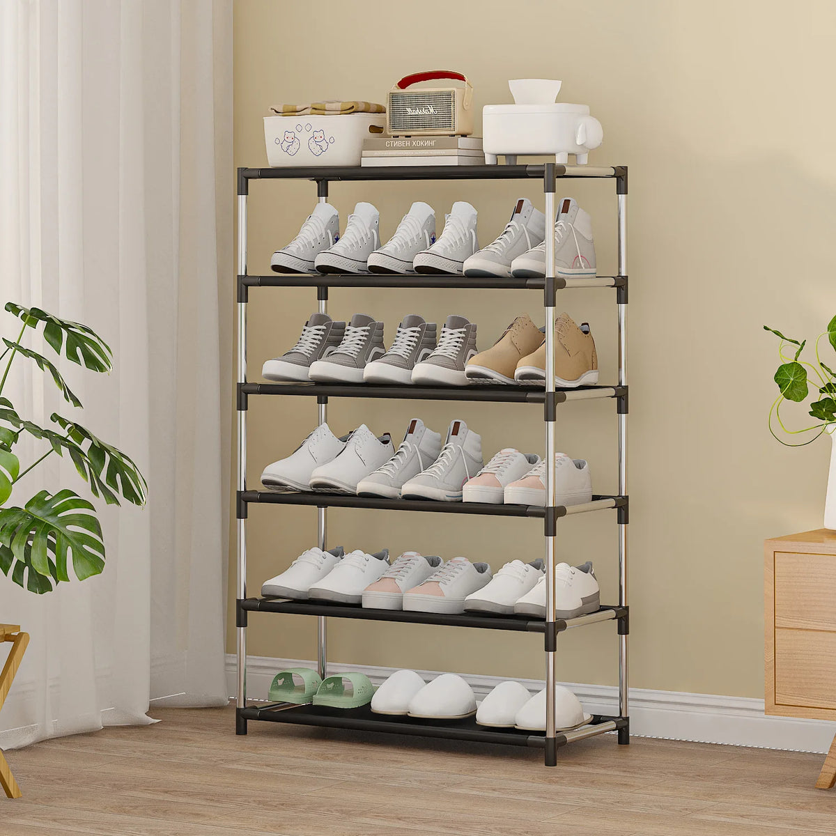 Shoe Rack 7 Layers Metal Footwear Storage Shelf Space Saving Home Stand