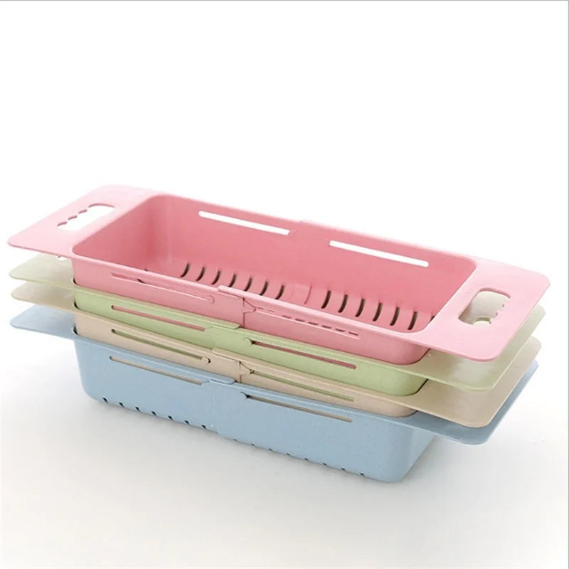 Adjustable Dish Drainer Sink Basket Extendable Vegetable Fruit Colander – Pink