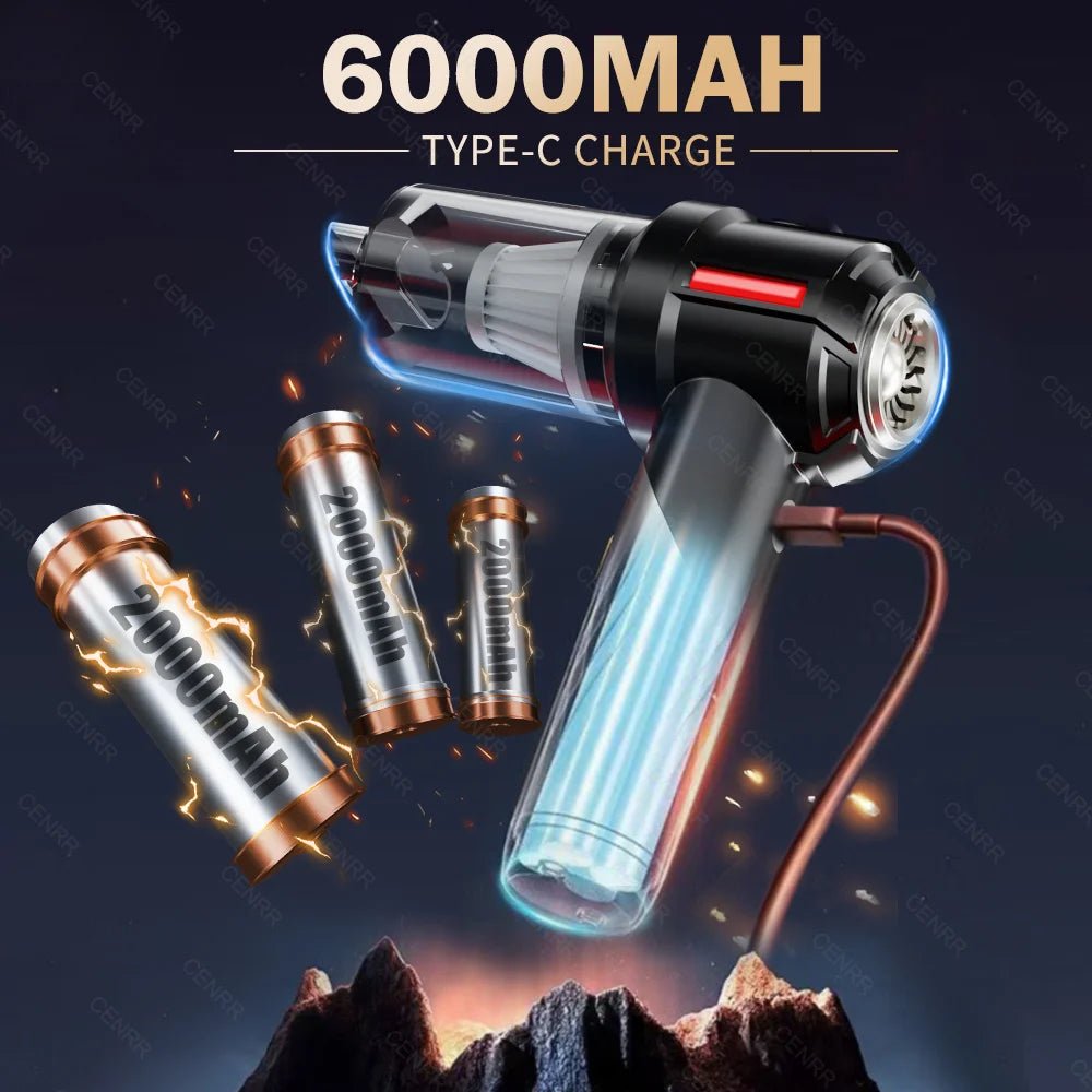 Vacuum Cleaner 6000mAh Cordless Handheld Blower and Suction Tool with 9 Accessories