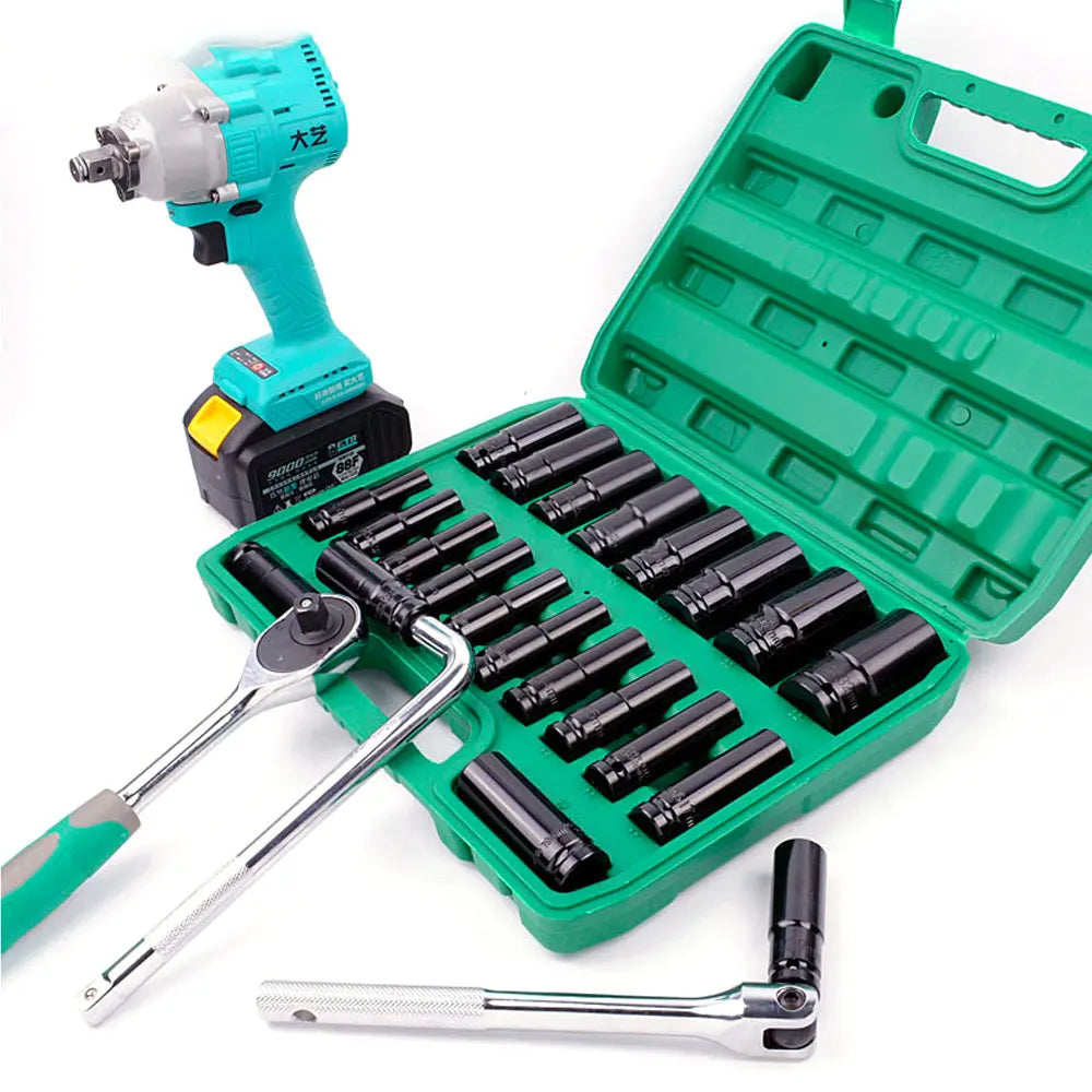 1/2" Drive Socket Set 20PCS Metric Deep Sockets 6-Point Impact with Portable Storage Case