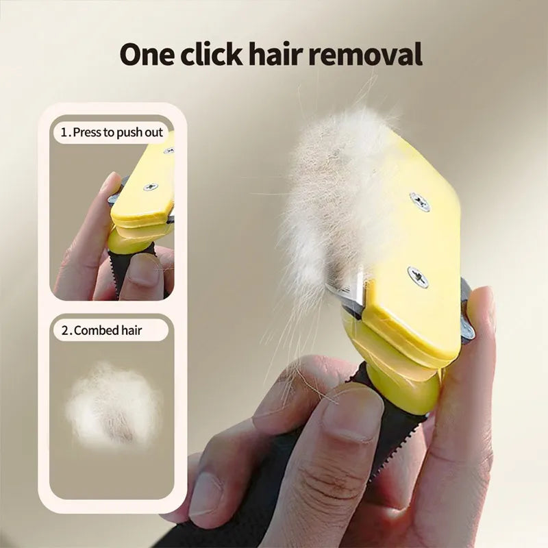 Pet Grooming Comb 6.5cm Stainless Steel Hair Removal Deshedding Brush for Cats and Dogs - Medium