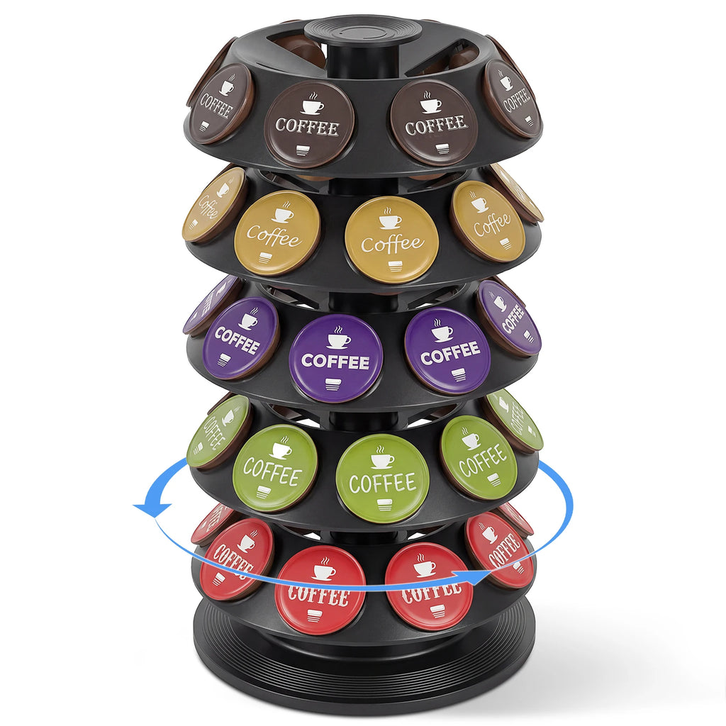 Coffee Pod Holder 40 Capsule 360° Rotating Storage Stand Space Saving – Black