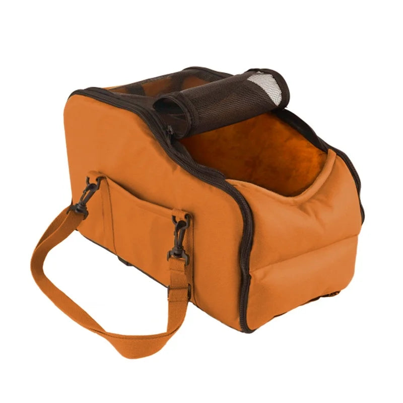 Portable Removable Pet Travel Bed Soft Wool Car Travel Cushion -  Orange
