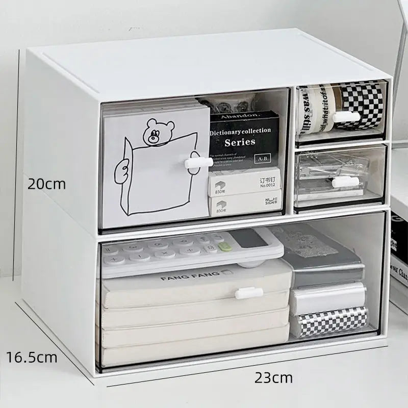 Portable Stackable Desktop Storage Drawer Box Triple Drawer Plastic Organizer for Office Supplies - Small