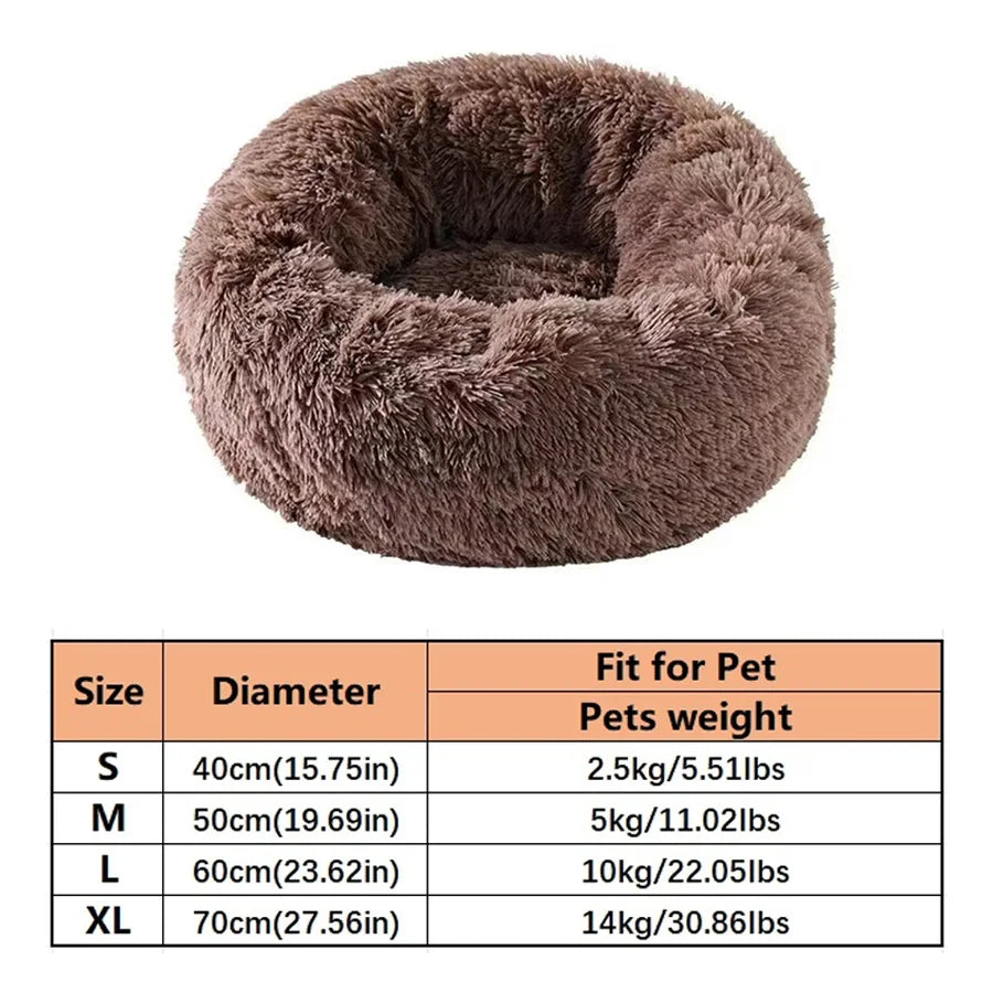 Donut Pet Bed 60 cm Soft Plush Round Bed Washable for Cats and Small Dogs