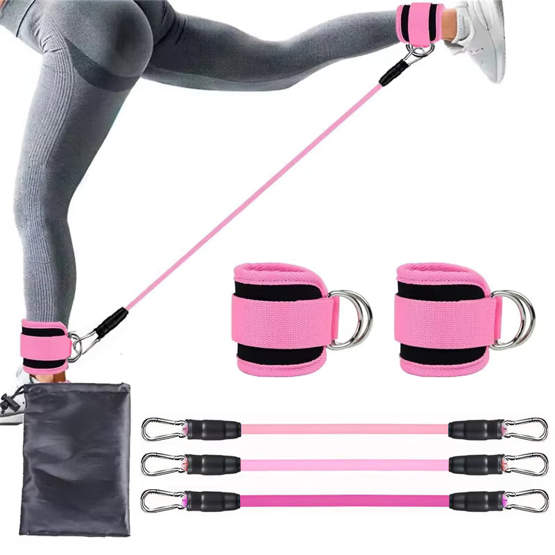 Ankle Strap Resistance Bands Set Adjustable Elastic Leg Training Workout Equipment - Pink