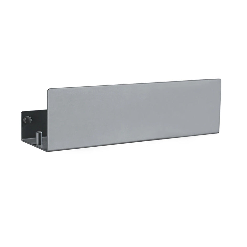 Bathroom Shelf 30cm Wall Mounted Aluminum Storage Rack Single Tier Organizer with Hooks - Gray