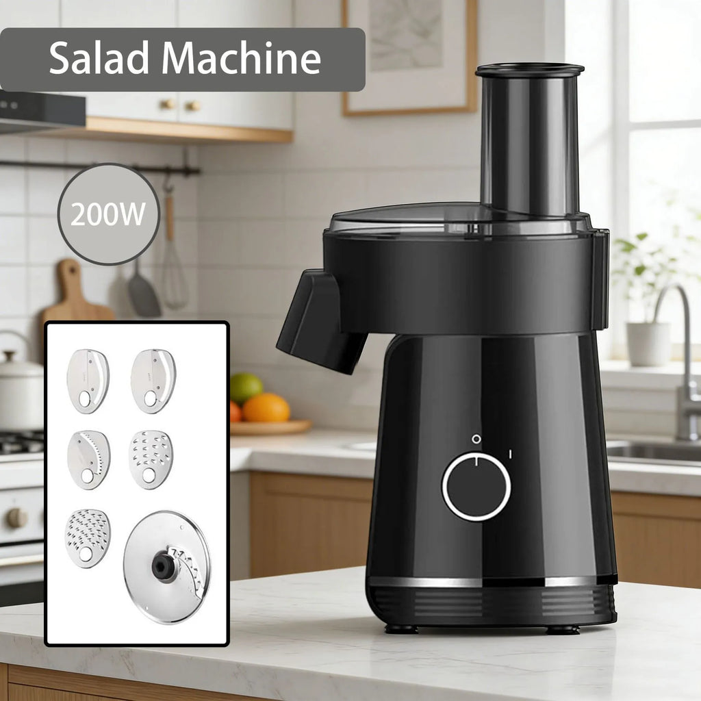 Electric Vegetable Chopper 6 In 1 Multifunction Food Processor - Black
