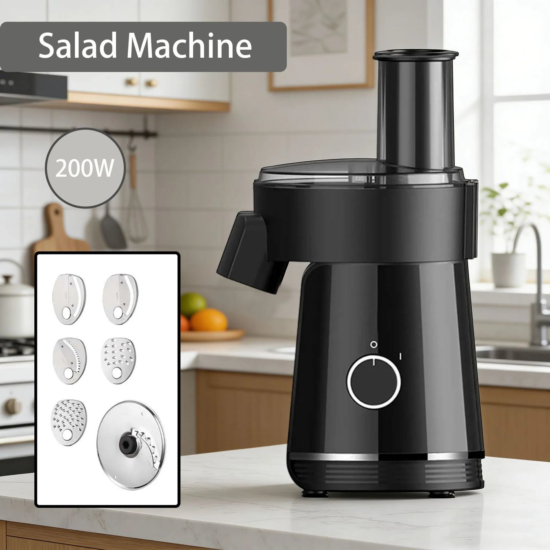 Electric Vegetable Chopper 6 In 1 Multifunction Food Processor - Black
