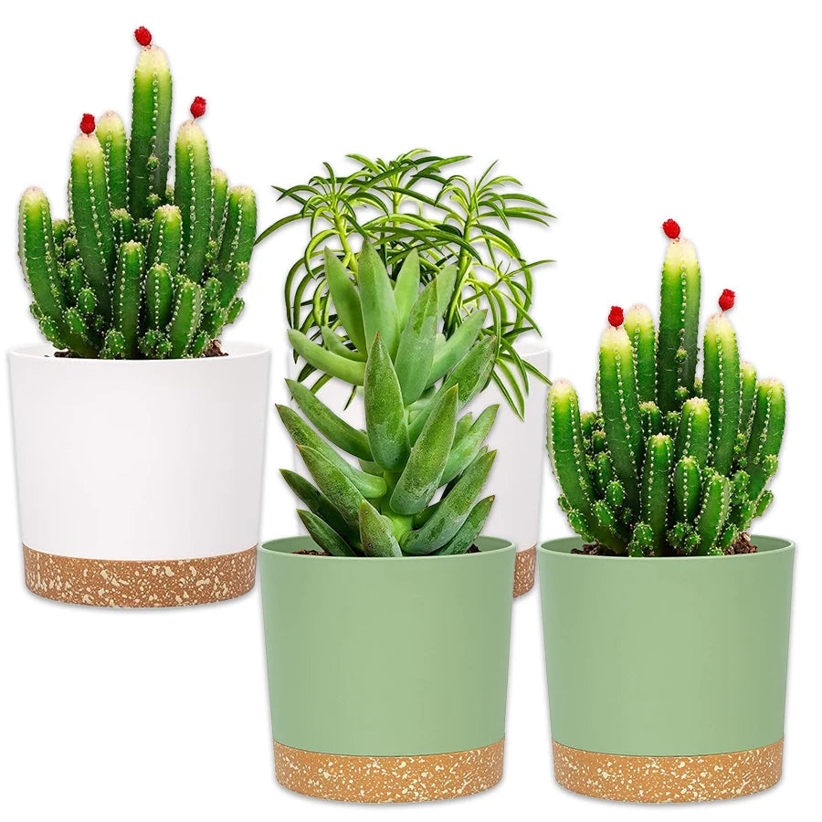 2Pcs Plant Pots 4.72 Inch Indoor Outdoor Planters With Drainage Holes And Saucer - Black