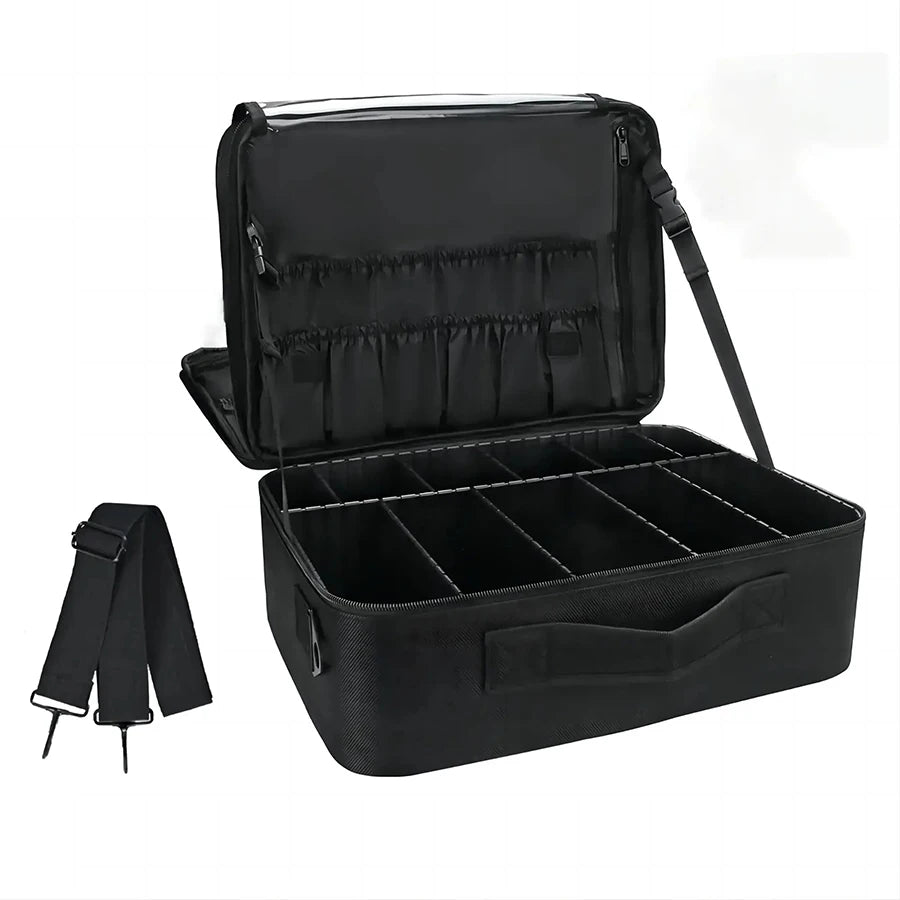 Makeup Storage Case Portable Foldable Travel Organizer 40 cm Extra Large Capacity Black