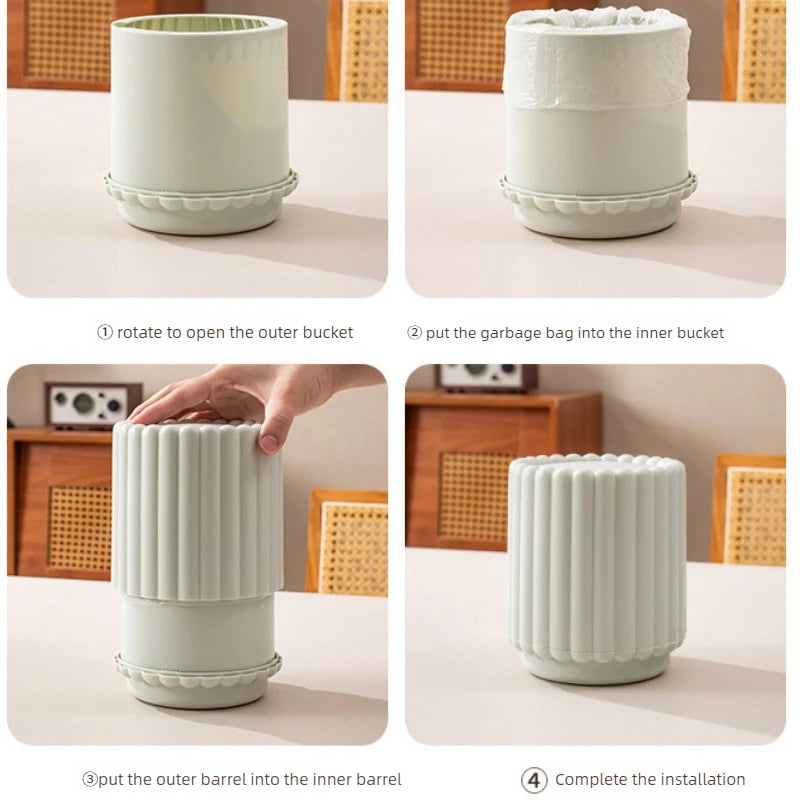 Mini Desk Rubbish Bin Sunflower Design Press-Top Lid Small Waste Bin - Purple