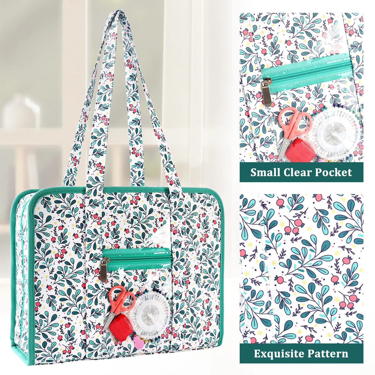 Portable Large Capacity Embroidery Organizer Bag Multi-Layer Oxford Craft Storage Case with Carry Handle