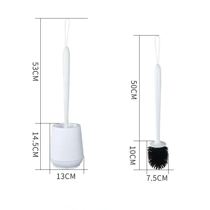 Toilet Brush Floor Standing Soft TPR Silicone Head Bathroom Cleaner - White