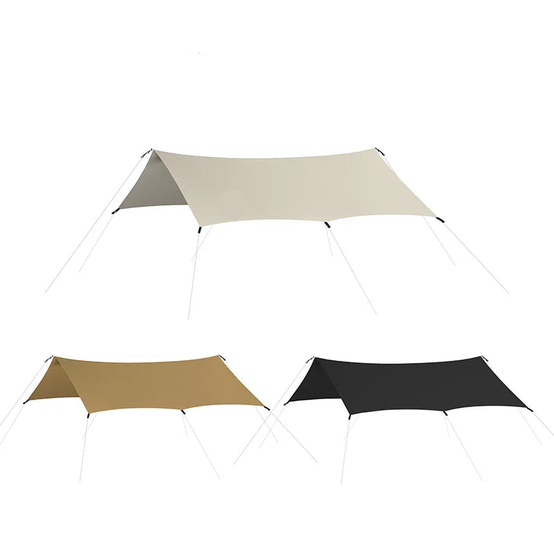 Camping Canopy Tarp Waterproof Ultralight 15D Outdoor Sun Shelter - Black