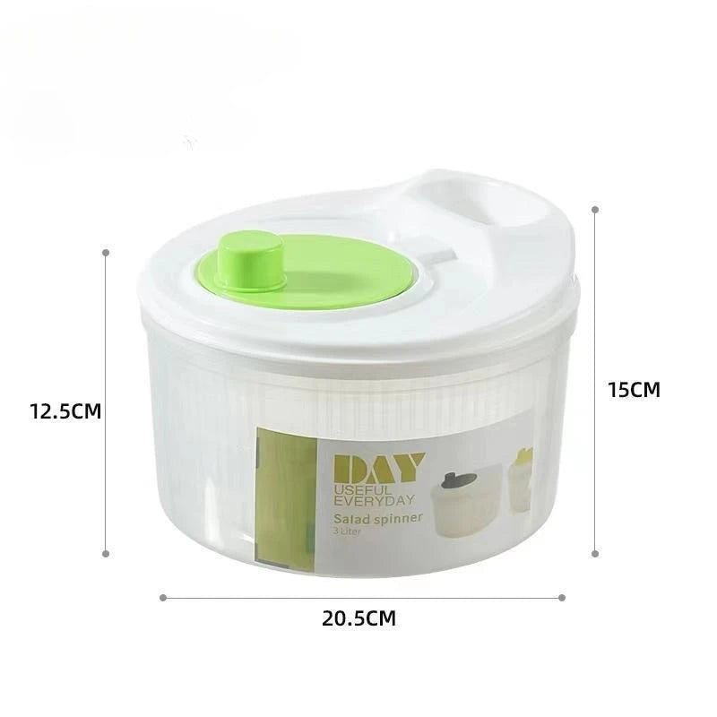 Manual Vegetable Dehydrator Salad Spinner Fruit and Lettuce Dryer with Drain Basket – Green