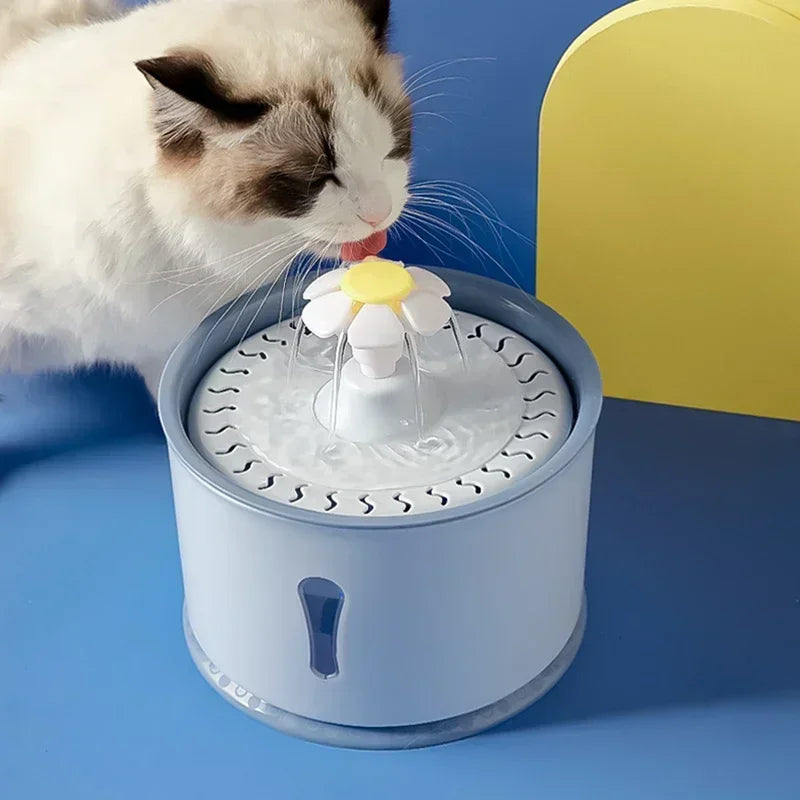 Cat Water Fountain 2.4L USB Electric Drinking Dispenser with Quiet Flow and Filter System - Pink