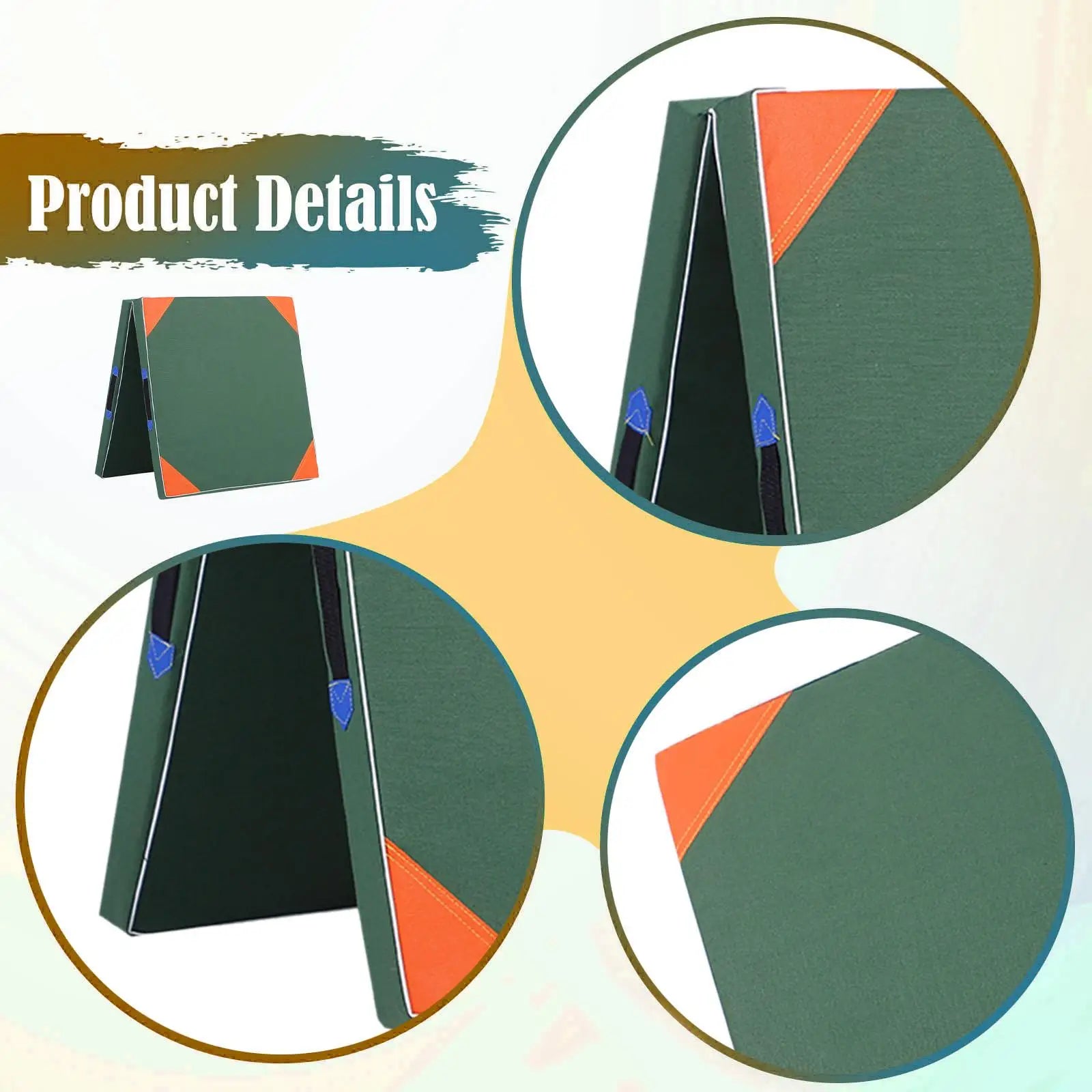 Folding Exercise Mat 120x60cm Portable Foam Gymnastics Mat with Handles for Home Workouts - 10cm