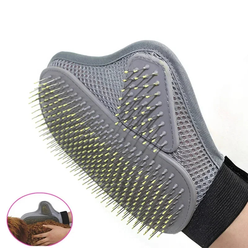 Pet Grooming Glove Soft Mitt Fur Removal Brush for Cats and Dogs Gentle Massage Tool