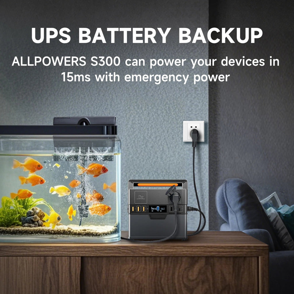 Portable Power Station 288Wh Pure Sine Wave Inverter 300W Backup Battery Supply – Black