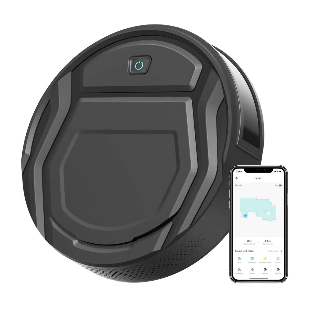 Robot Vacuum Cleaner 2200Pa Smart Navigation WiFi App Control Self-Charging – Black