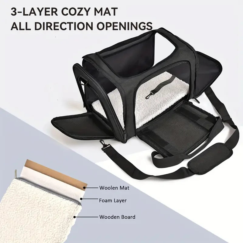 Portable Foldable Pet Carrier Backpack 40 cm Breathable Mesh Travel Bag for Cats and Small Dogs - Grey