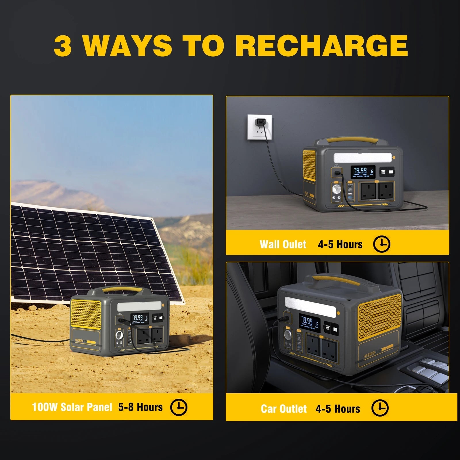 Portable Power Station 299Wh 600W LiFePO4 Battery Emergency Backup Power Supply – Grey